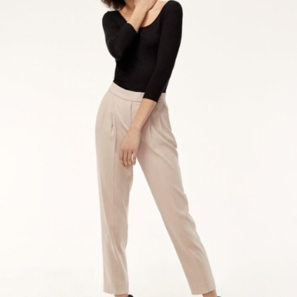 Babaton Cropped Ankle Pants in Beige